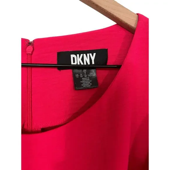 DNKY Pink Flutter Sleeve Shift Dress Size 14 Colorful Preppy Barbiecore - Picture 2 of 4